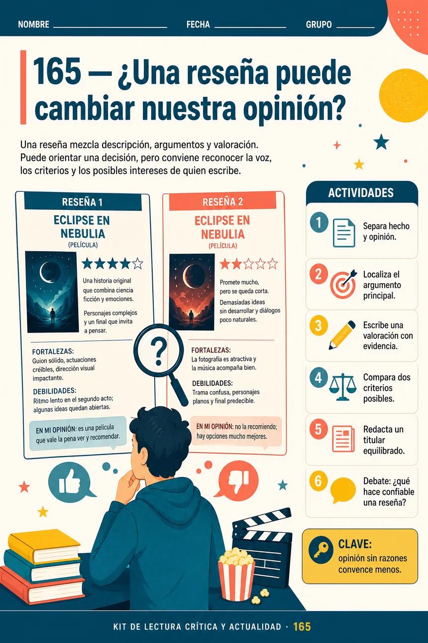 Página: ¿Una reseña puede cambiar nuestra opinión?