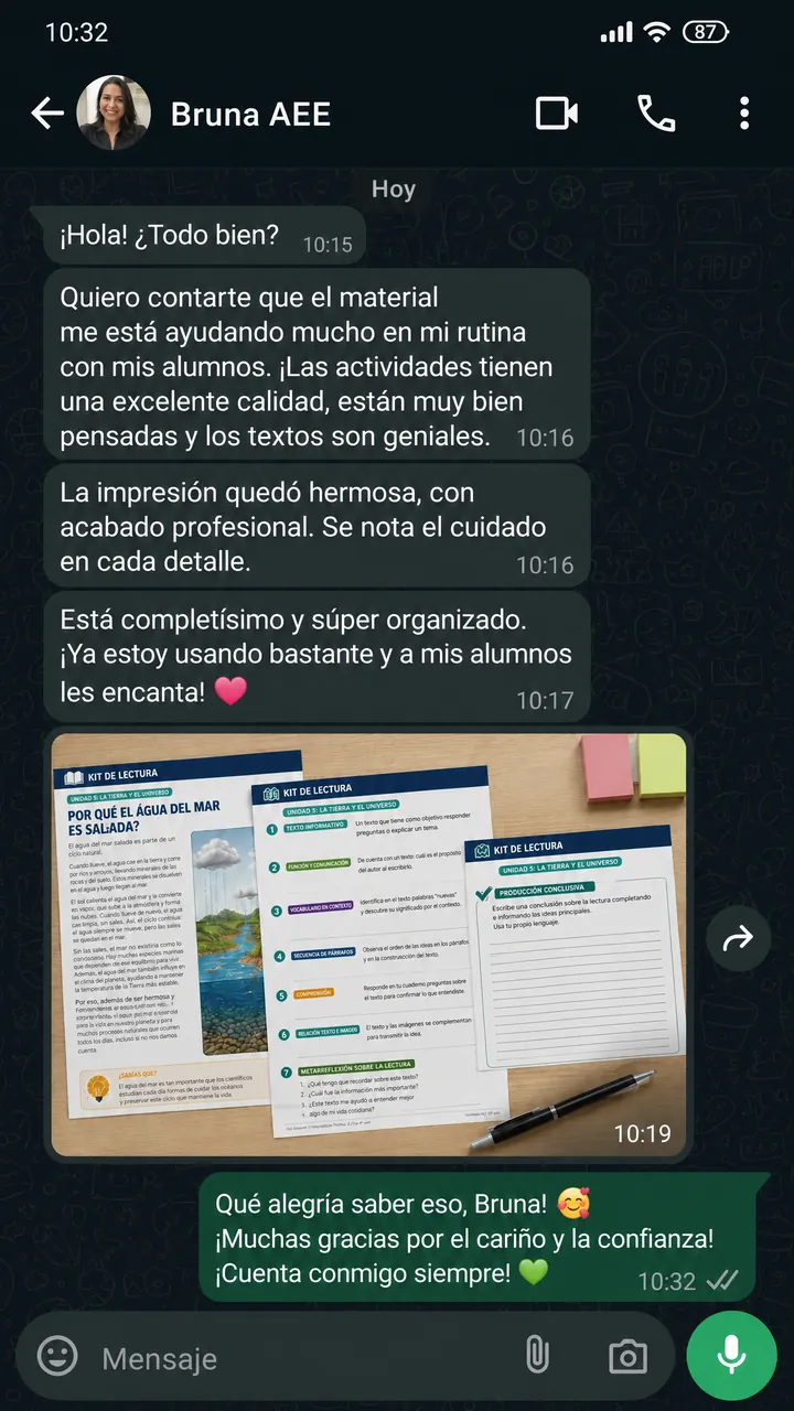 Testimonio de Bruna, apoyo educativo